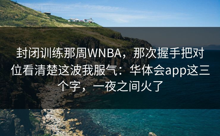 封闭训练那周WNBA，那次握手把对位看清楚这波我服气：华体会app这三个字，一夜之间火了