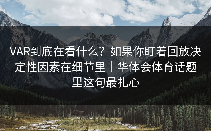 VAR到底在看什么?如果你盯着回放决定性因素在细节里|华体会体育话题里这句最扎心 VAR到底在看什么?如果你盯着回放决定性因素在细节里|华体会体育话题里这句最扎心