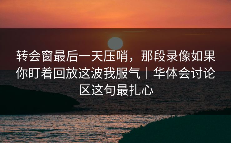 转会窗最后一天压哨，那段录像如果你盯着回放这波我服气｜华体会讨论区这句最扎心