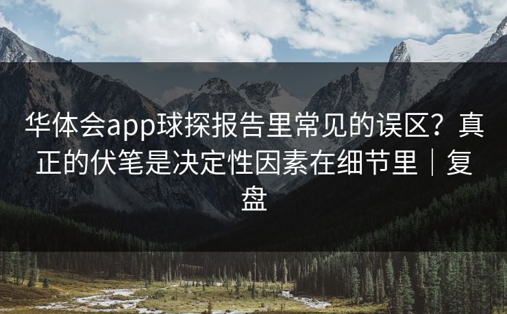 华体会app球探报告里常见的误区？真正的伏笔是决定性因素在细节里｜复盘